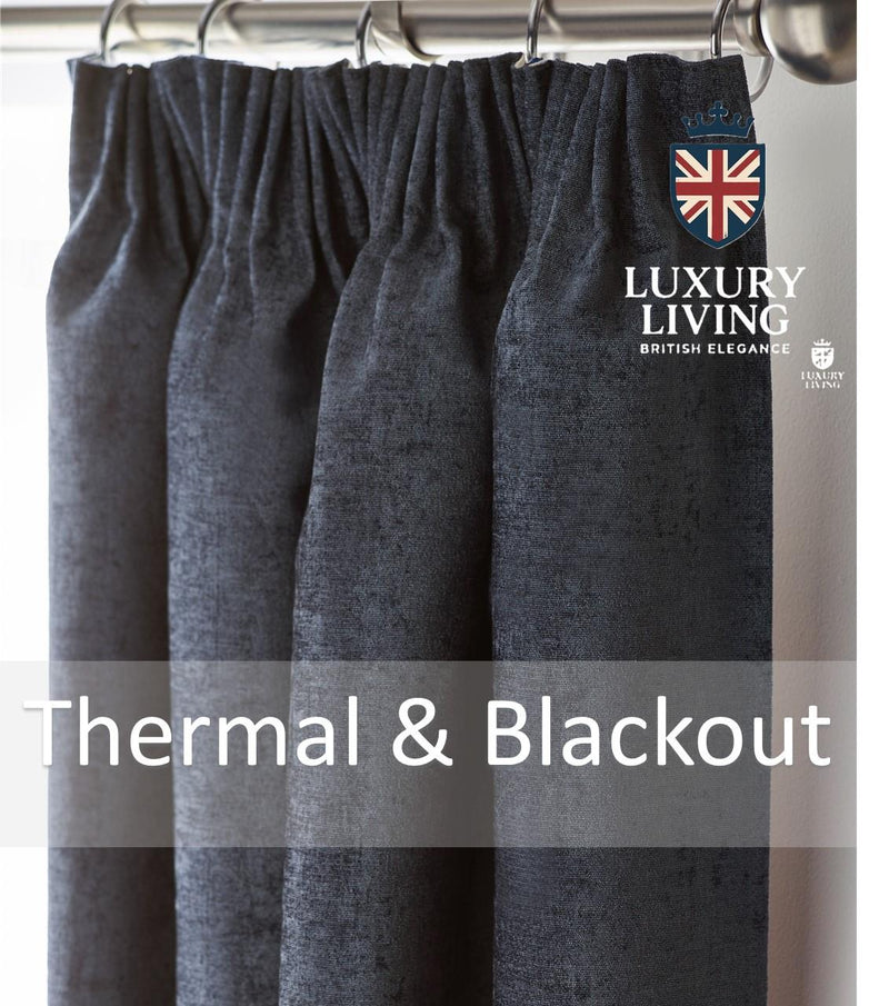 Chenille Blackout Taped Curtains Charcoal