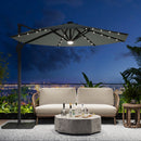 Garden Sanctuary Round Cantilever Parasol with Solar Light and HDPE Parasol Base