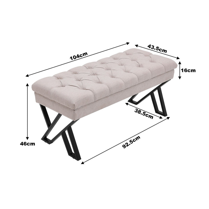 Livingandhome  Mid Century Metal Upholstered Bench