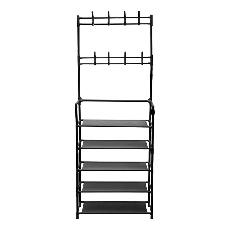 Livingandhome Entryway 5-Tier Shoe and Coat Rack