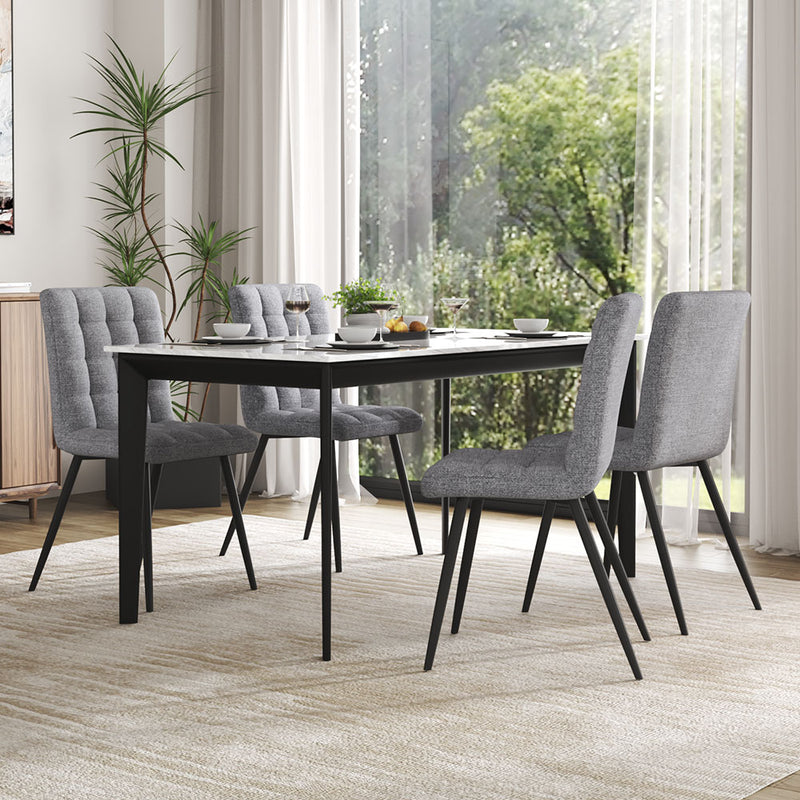 Livingandhome 4Pcs Tufted Modern Armless Dining Chairs with Metal Legs
