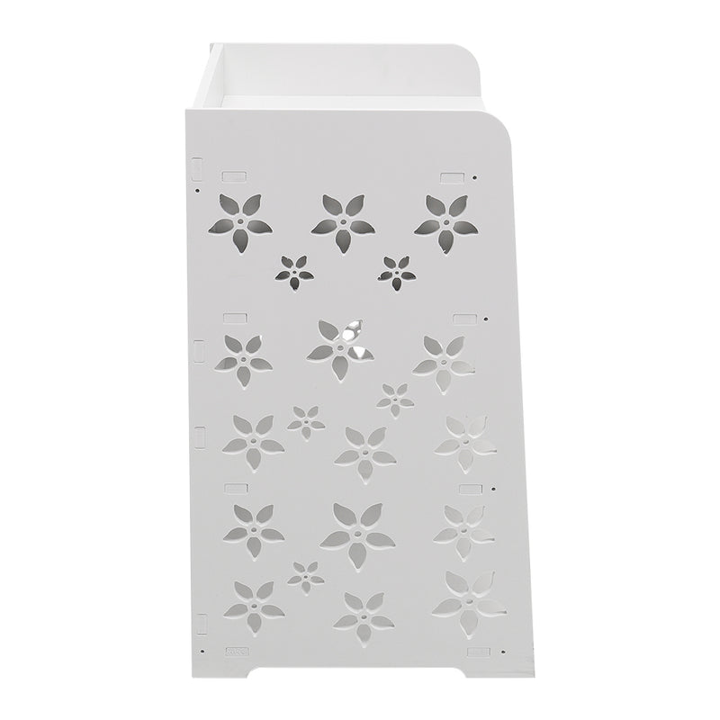 Livingandhome Hollow Carved Flower Pattern Side Table Nightstand with Drawer for Bedroom