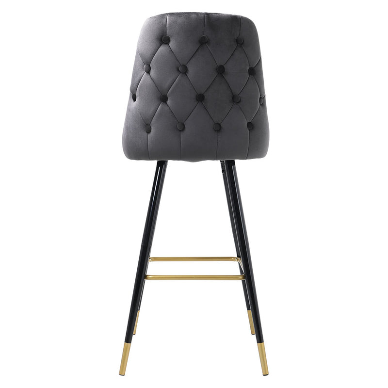 Livingandhome Contemporary Velvet Bar Stools with Metal Legs