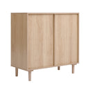 Livingandhome Minimalist Wooden Cabinet with Rattan Accent