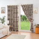 Luxury Diamond Jacquard Fully Lined Ring Top Curtains with Metallic Thread Cream/Gold