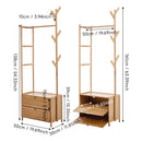 Livingandhome 52cm Multi-functional Wooden Coat Rack with Storage Drawers
