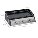 Outsunny Gas Plancha BBQ Grill with 3 Stainless Steel Burner, 9kW