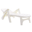 Breeins Outdoor Plastic Foldable Garden Poolside Lounger Recliner with Wheels