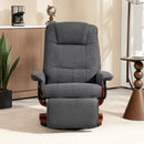 HOMCOM Manual Recliner Swivel Reclining Chair with Footrest Armrests Grey
