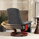 HOMCOM Manual Recliner Swivel Reclining Chair with Footrest Armrests Grey