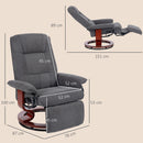 HOMCOM Manual Recliner Swivel Reclining Chair with Footrest Armrests Grey