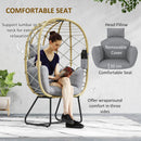 Outsunny Rattan Garden Egg Chair With Thickened Cushion, Headrest, Grey