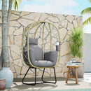 Outsunny Rattan Garden Egg Chair With Thickened Cushion, Headrest, Grey