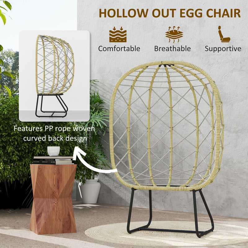 Outsunny Rattan Garden Egg Chair With Thickened Cushion, Headrest, Grey