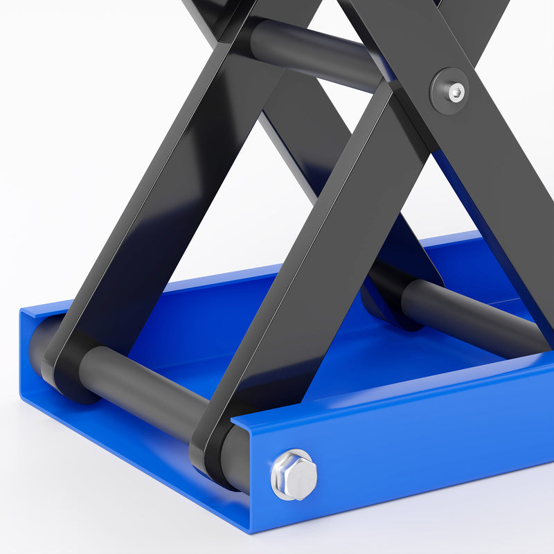 DURHAND 500KG Steel Motorbike Repair Lift X Frame Adjustment Jack Rubber Top Blue