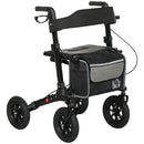 HOMCOM Rollator Walker With Padded Seat, Backrest, All-terrain Wheels
