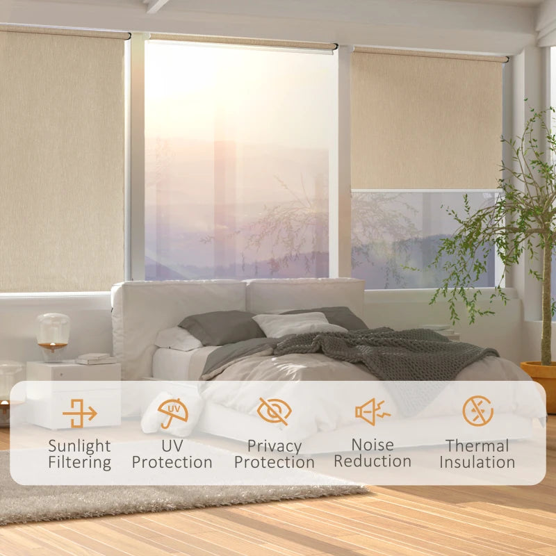HOMCOM WiFi Smart Roller Blinds 120 x 180cm - Brown