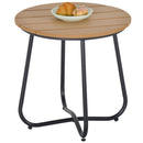 Outsunny Round Outdoor Side Table Adjustable Leg Pads Natural Wood & Black