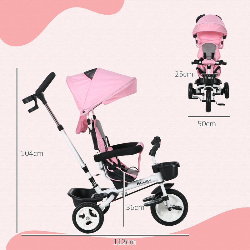 HOMCOM 6 In 1 Trike For Toddler 1-5 Years With Parent Handle