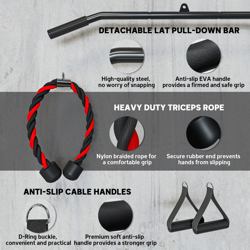 Weight Cable Pulley System for Home Gym with Universal Loading Pin