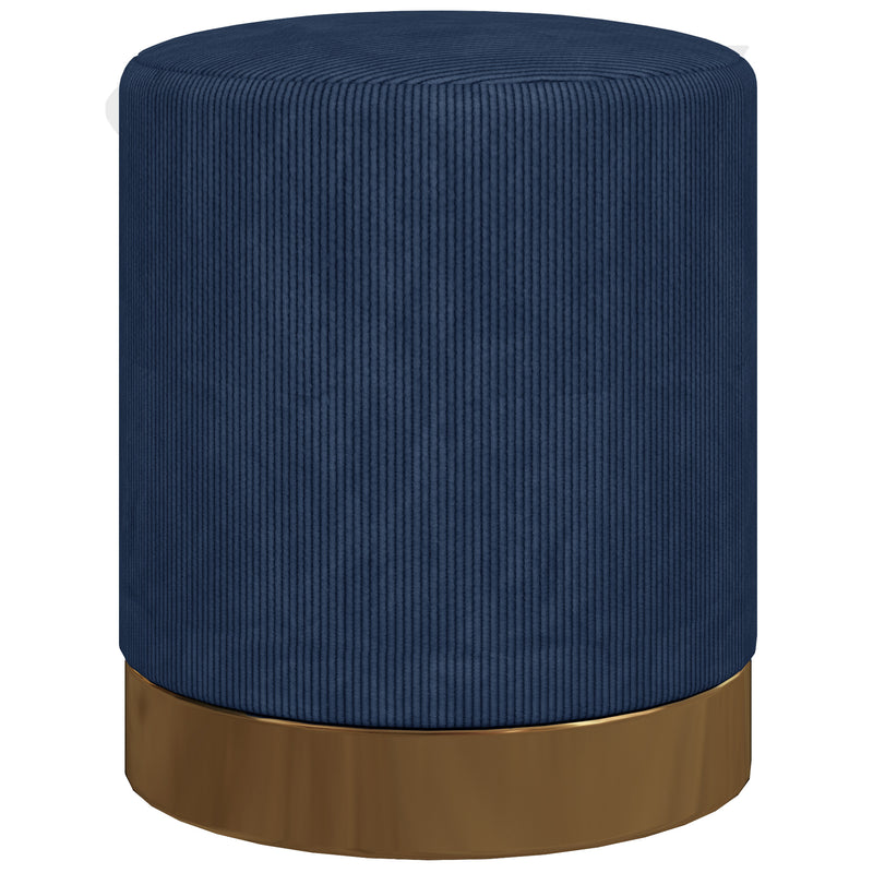 HOMCOM Modern Round Footstool, Fabric Upholstered Foot Rest, Light Brown