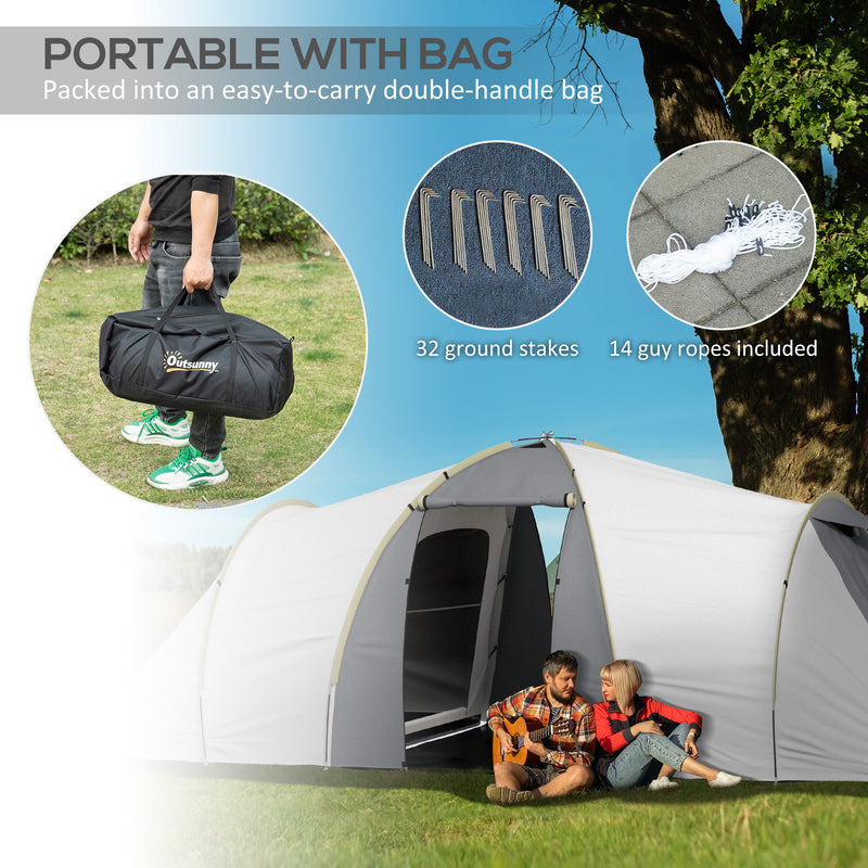Outsunny 4-6 Person Camping Tent with 2 Bedroom, Living Area and Vestibule
