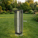 Outsunny Solar Rattan Floor Lamp Auto On/Off Garden Lantern, Dark Grey