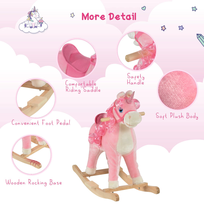 HOMCOM Children's  Rocking Horse - Pink