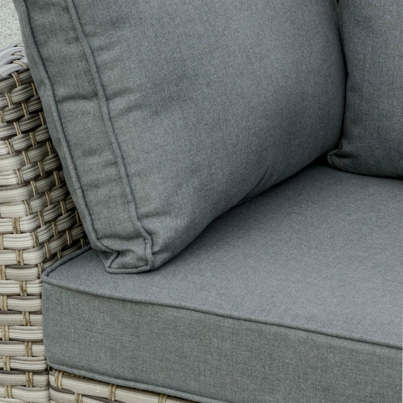 Outsunny Rattan Corner Sofa Set with Table & Ice Bucket - Light Grey