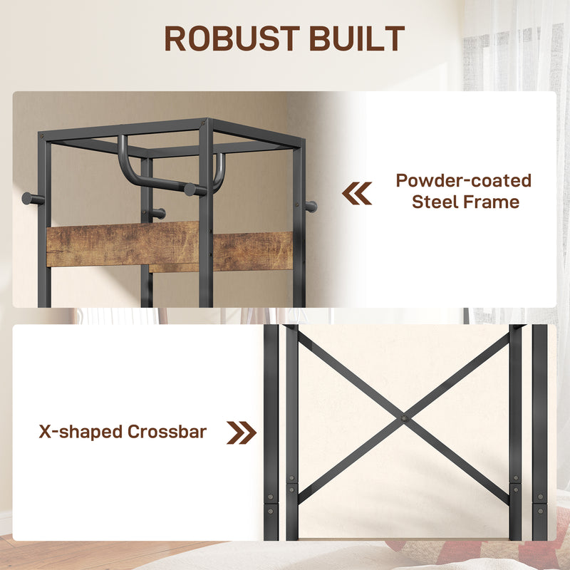 HOMCOM Clothes Rail With Storage Shelf And Hooks, Clothes Rack