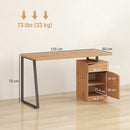 HOMCOM Computer Desk, Writing Table with Cabinet and Drawer, Natural
