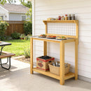 Outsunny Wooden Potting Bench Table with Aluminium Worktop