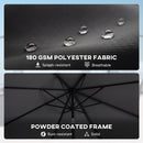 Outsunny 2.6 m Garden Parasol Umbrella with Light, Outdoor Patio Umbrella
