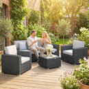 Outsunny Rattan Garden Furniture Set with Wide Armrests, Cushions, Dark Grey