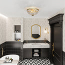 HOMCOM Chandelier Crystal Ceiling Light With E14 Base 2-Lights, Gold