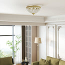 HOMCOM Chandelier Crystal Ceiling Light With E14 Base 2-Lights, Gold