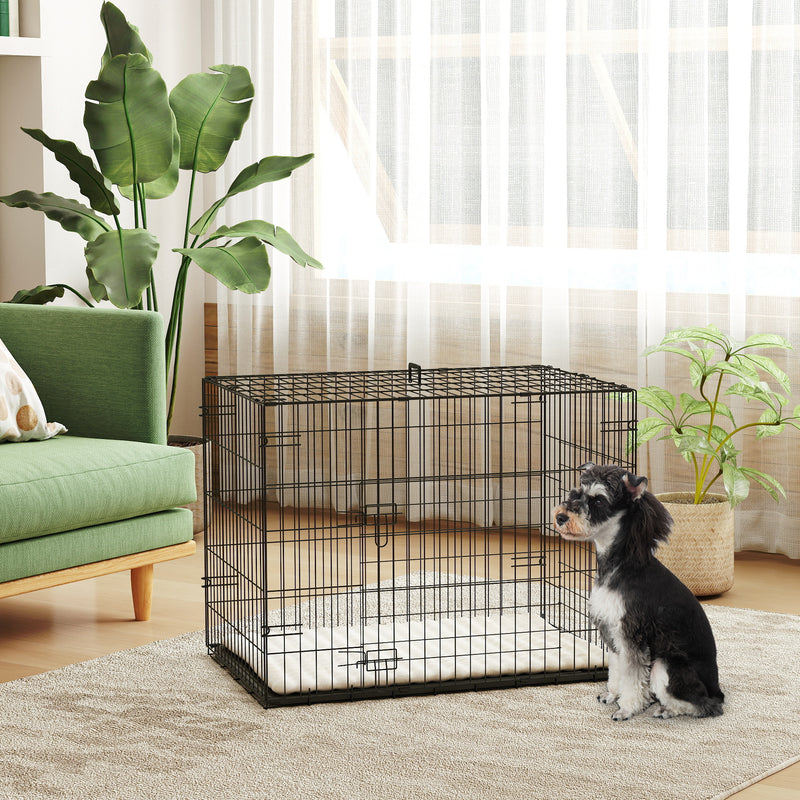 PawHut Dog Crate with 2 Doors, Tray, Soft Cushion