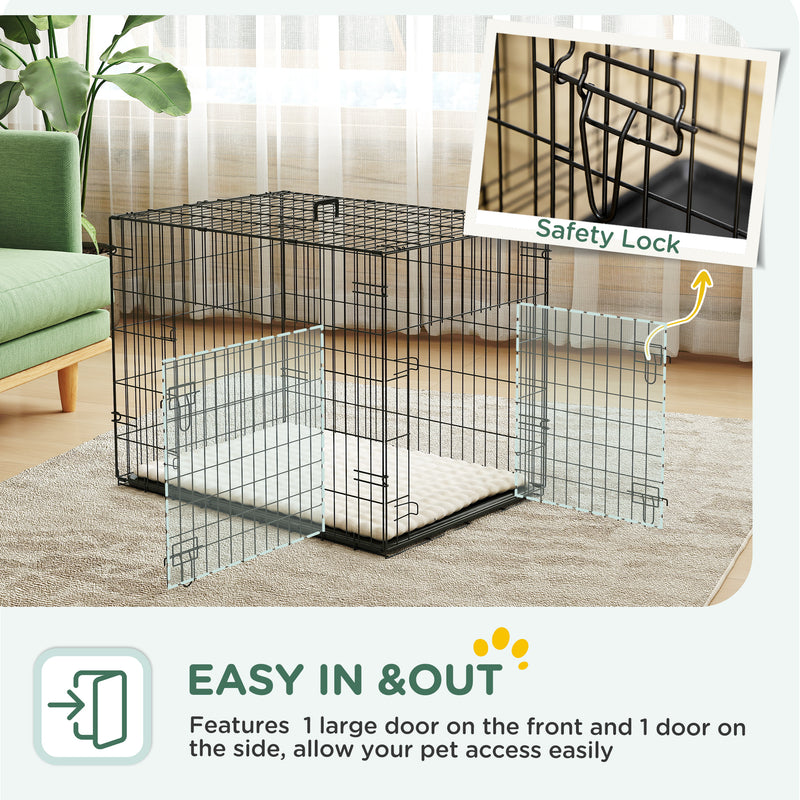 PawHut Dog Crate with 2 Doors, Tray, Soft Cushion