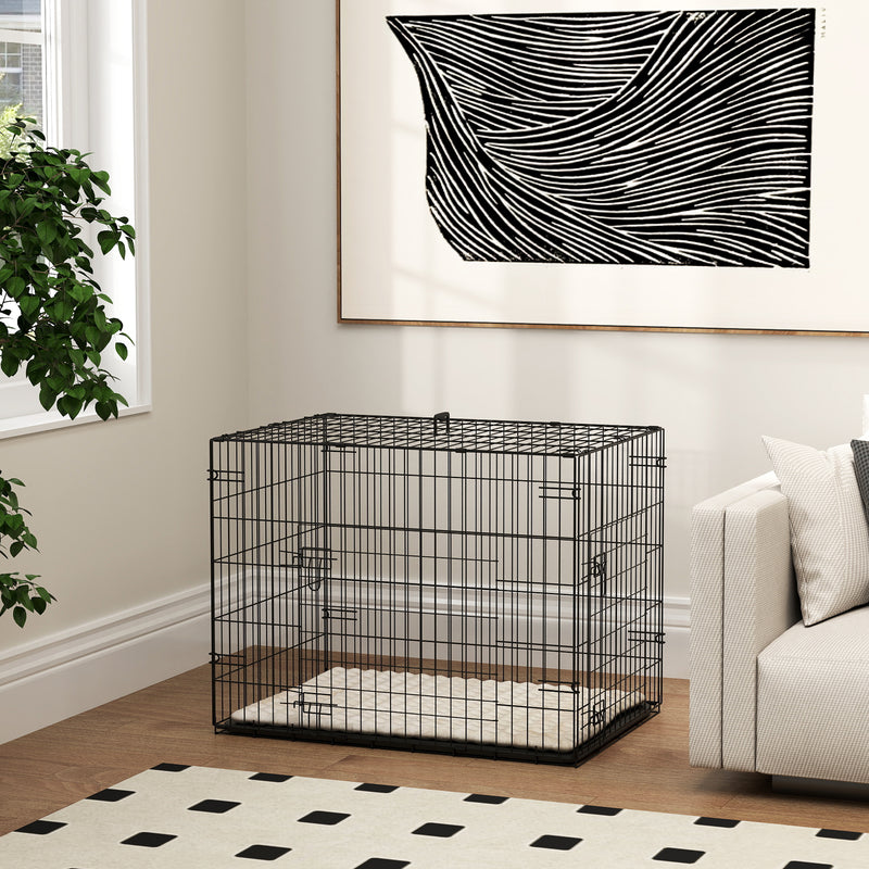 PawHut Dog Crate with 2 Doors, Tray, Soft Cushion