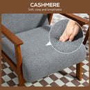 HOMCOM Boucle Accent Chair Armchair W/ Wide Seat For Living Room Bedroom - White/Grey