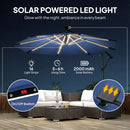 Outsunny 3 M Garden Cantilever Parasol With Solar Light, Rotation, Navy Blue