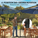 Outsunny 3 M Garden Cantilever Parasol With Solar Light, Rotation, Navy Blue