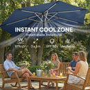 Outsunny 3 M Garden Cantilever Parasol With Solar Light, Rotation, Navy Blue