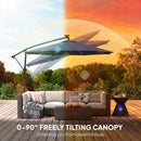 Outsunny 3 M Garden Cantilever Parasol With Solar Light, Rotation, Navy Blue
