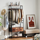 HOMCOM Coat Rack with Shoe Storage, Bench and 10 Hooks, Rustic Brown
