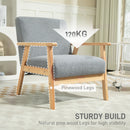 HOMCOM Accent Chair With Wood Frame Wide Seat Cashmere Armchair Grey