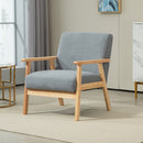 HOMCOM Accent Chair With Wood Frame Wide Seat Cashmere Armchair Grey