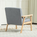HOMCOM Accent Chair With Wood Frame Wide Seat Cashmere Armchair Grey