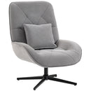 HOMCOM Swivel Accent Chair, Chenille Armchair With Lumbar Pillow, Light Grey