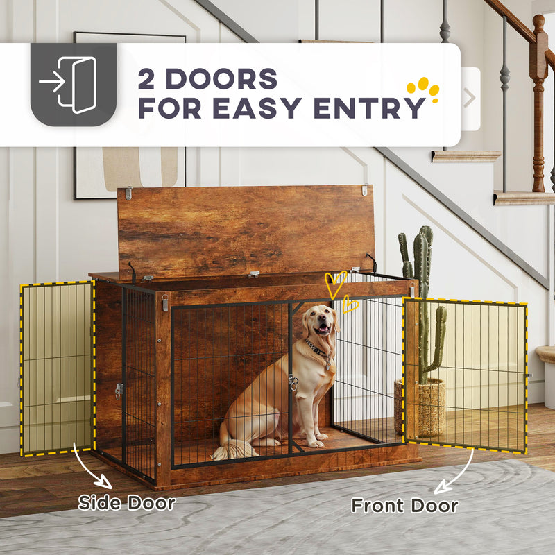 PawHut Dog Crate Furniture with Flip-up Top, 2 Doors